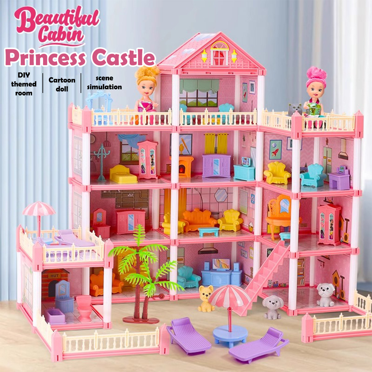 Philodendron Pink Princess - Kız Oyuncak Bebek Evi 3D Montajlı